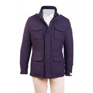 Carlo Barbera Meru Plaid Cashmere Jacket w/ Removable Trim